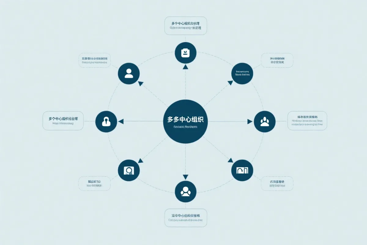 多中心组织架构下的活动治理与信息流示意